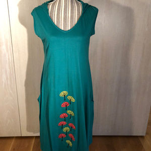 Elevation Trade Hoodie Dress 57 TEAL with flowers